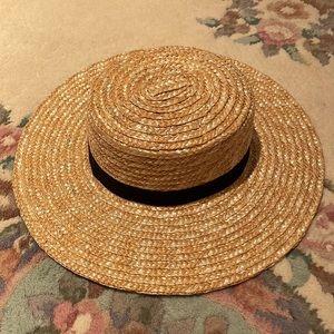 NWOT Straw Hat with Black Ribbon